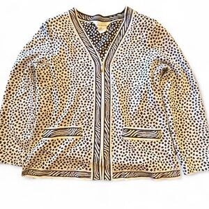 Exclusively Misook Knit Zip Jacket • Black & White Pattern • Shoulder Pads